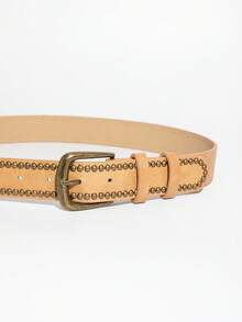 1pc Women's Denim Punk Style Studded Buckle Belt - Camel - View 5