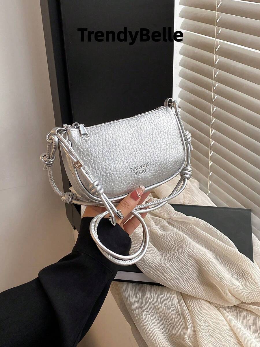 Bolso bandolera mini con textura de litchi para mujer, nuevo bolso de hombro compacto y versátil de estilo moderno para uso diario