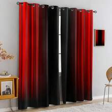 2 pezzi Tende bicolore nero e rosso moderne - Design elegante con occhielli, tende trasparenti, in poliestere lavabile in lavatrice, adatte per soggiorno, camera da letto, cucina - Multicolore - Visualizzare 13