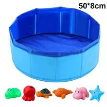 1 Peça Piscina Dobrável para Gatos com 6 Brinquedos de Piscina com Tema Oceânico que Apitam, Material de Silicone Macio, Essencial para Resfriamento de Gatos no Verão, Uso Interno/Externo, Sem Bateria Necessária, Piscina de Brinquedo Interativa em Formato de Peixe para Gatos - Multicolorido - Visão 12