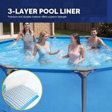 Above Ground Swimming Pool,Outdoor Steel Frame Round Pool,Easy Set - Blue - View 4