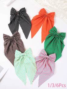 1/3/6 Stück Mädchen Polka Dots Große Schleife Haarspange, Mode Neue Farbe Gepunktete Haarschleife, Weicher Stoff Große Schleife Haarspange Haarzubehör für Feiertage und täglichen Gebrauch - Verschiedenfarbig - Übersicht 2