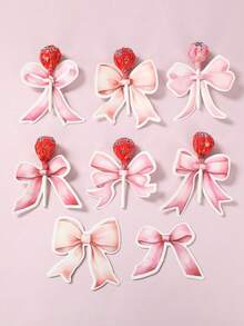 48pcs Fairy Butterfly Lollipop Decor Cards, Lollipop Packaging Bags, Candy Boxes, Lollipop Cardboards, - Pink Bow - View 10