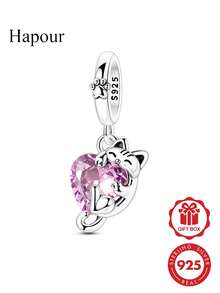 925 Sterling Silver Cute Kitty Pendant, Compatible With Original Bracelet & Necklace, DIY Jewelry, Exquisite Accessory, Birthday Gift For Friends - Silver - View 1