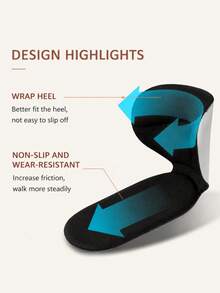 QKC 1 Pair Soft Heel Pads, Anti-Slip Heel Protectors, Suitable For High Heels And Dress Shoes - Black - View 6