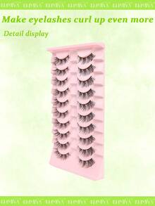 10對3D貓眼假睫毛，自然款纖長蓬鬆仿貂毛假睫毛 - 黑色 - 查看 6