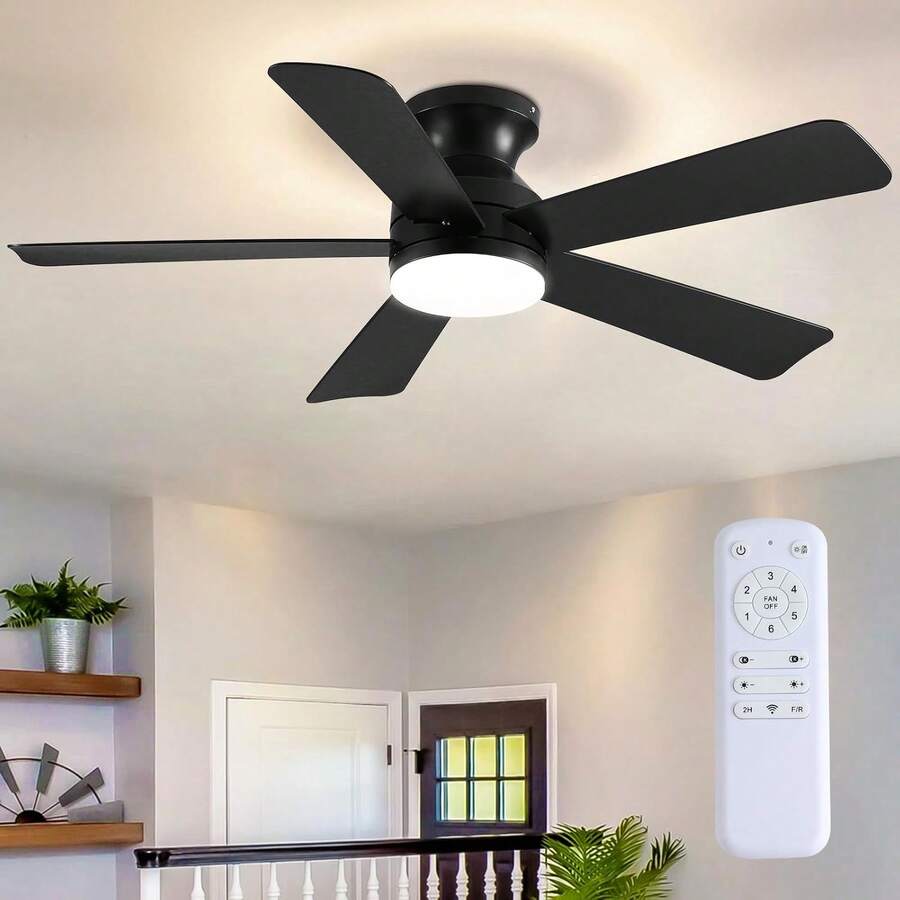 Ventilador de techo de 46 pulgadas en color negro, con luz y mando a distancia. - Negro - Ver 1