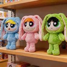 THE POWERPUFF GIRLS 28cm 兔子造型可愛絨毛填充玩偶娃娃 柔軟可愛 女孩聖誕生日節日禮物 房間裝飾 - 彩色 - 查看 1