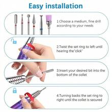 6 Pcs Diamond Nail Drill Bit Set, Suitable For Removing Acrylic And Gel Nails, Cuticle Filing, And Nail Shaping. Suitable For Both Home And Salon Use - Multicolor - View 3