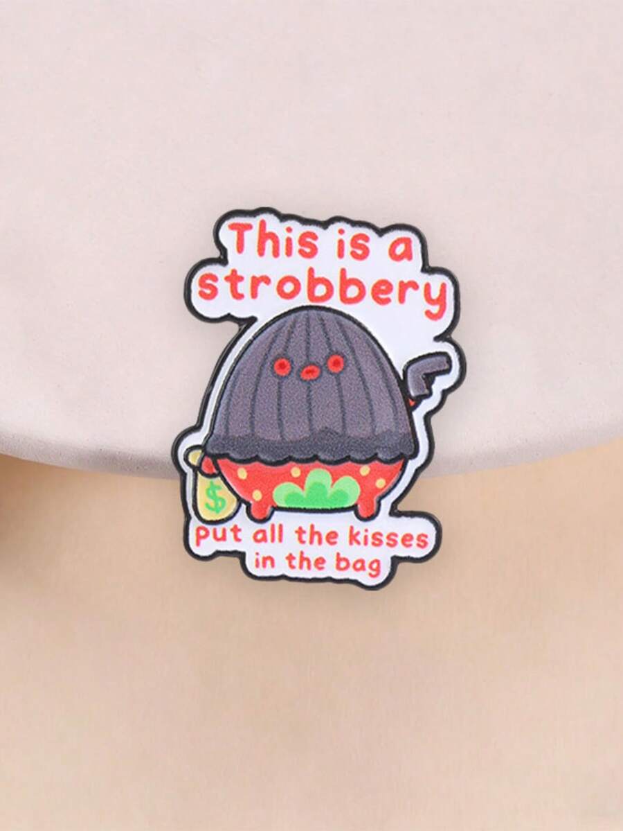 趣味「Strobbery」草莓琺瑯胸針，可愛搶劫草莓胸飾