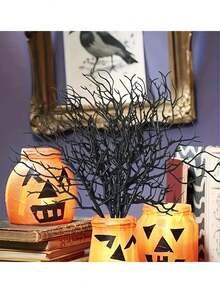 30/10pcs Black Halloween Branches Decor, Artificial Twisted Twig Stems, Artificial Curly Branches For Vase Arrangement, Gothic Style Halloween Tree Branch Sprays, Halloween Party Table Centerpiece Decoration Berry Sprays - Multiple Styles - View 5