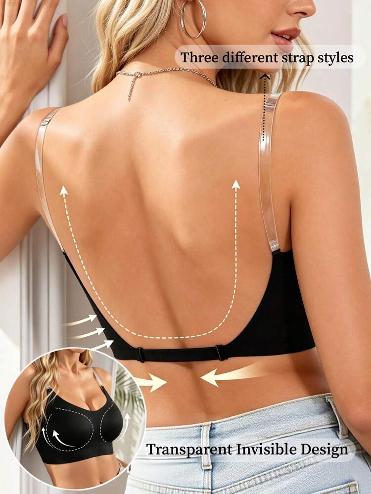 bra for spaghetti strap backless dress Women's Seamless Bra, With 3 Adjustable Shoulder Straps, Thin Breathable, Suitable A/B Cup, Wedding Bridal Lingerie, Pair With Evening Gown And Strapless sizechart-sleeveless-maxi-waist-to-hem VUBIYA Women's Summer Satin Size:38R