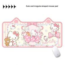 SANRIO 三麗鷗 Hello Kitty 大尺寸電競桌墊 & 滑鼠墊 - 防滑可水洗橡膠底，印有卡通愛心與星星圖案，適合辦公室與電競空間 - 給粉絲的完美禮物，動漫主題滑鼠桌墊 - 查看 6