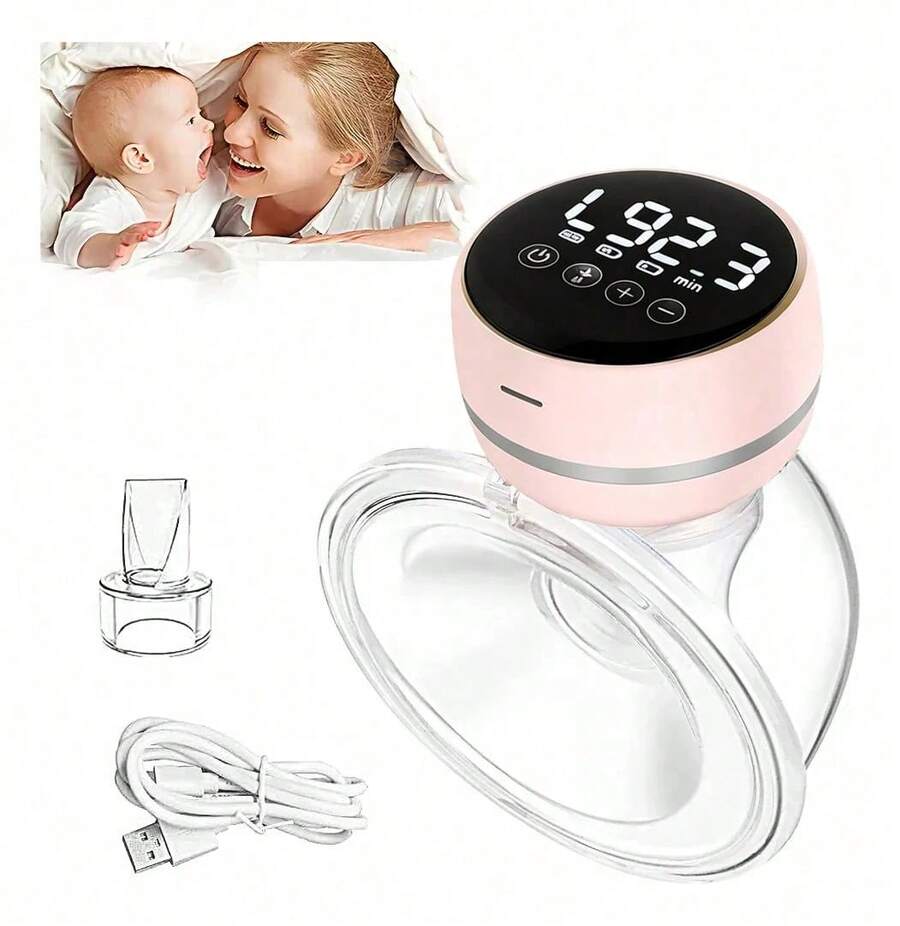 Sacaleches Eléctrico Inteligente con Pantalla LED táctil y Función de Memoria | 3 Modos y 9 Niveles | Extractor de Leche Materna Portátil Recargable - Rosa - Ver 1