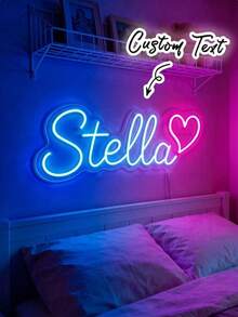 1pc Customized Dimmable Neon Sign, Name Light Sign, Personalized Gift, Large LED Light Sign, Suitable For Bedroom Wall Decor, Wedding, Birthday Party, Kitchen Accessories, Father's Day, Tools, Garden Outdoor, Home, Customized Home Decor, Halloween, Christmas, Birthday - Cadet Blue - View 5