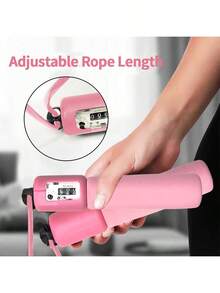 1pc Foam Handle Speed Jump Rope With Wear-Resistant Kit, Mechanical Bearing Counter, Adjustable Rope Length, Suitable For Home Gym, Fitness Training - Pink - View 2