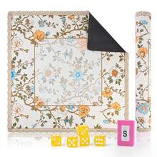 Chinoiserie Floral Mahjong Mat 31.5 X 31.5 In, Anti Slip And Noise Reduction Game Table Cover For Mahjong Dominoes Card Board Tile Games - Light Yellow - View 1