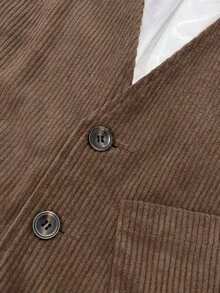 Men's Casual Sleeveless Vest Jacket Amer-Vintage Button Up V-Neck Workwear, For Fall - Brown - View 7