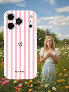 GIIPPA 1 Stück Rosa Vertikale Streifen & Herzmuster Design Handyhülle für Handy 17 Pro Max, kompatibel mit Handy 16 Pro Max, 15 Pro Max, 14 Pro Max, 11/12/13/14/15/16 Pro Max Plus, koreanischer Stil High-End Mode lustiges elegantes Design, Unisex, perfektes Geschenk für Freundin zu Weihnachten, Valentinstag, Ostern, Hochzeitssaison und Geburtstag! - Verschiedenfarbig - Übersicht 6