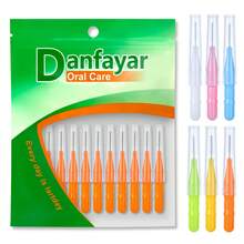 Danfayar 24支裝牙縫刷，成人用牙縫清潔刷，適用於清潔牙縫與牙套，軟毛搭配彈性鋼絲，直型 I 型，每支附保護蓋，6種尺寸不同顏色 - 彩色 - 查看 1