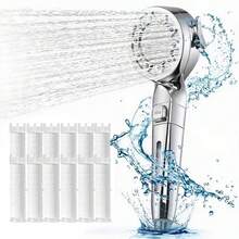 Tatukiko High Pressure Handheld Shower Head Set With 5 Filter Elements, 5 Spray Settings, One-Key Stop, Adjustable Wall Mount & Hose, Universal Fit, For Home Bathroom - Set Of 8 Pieces - View 5