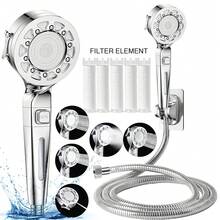 Tatukiko High Pressure Handheld Shower Head Set With 5 Filter Elements, 5 Spray Settings, One-Key Stop, Adjustable Wall Mount & Hose, Universal Fit, For Home Bathroom - Set Of 8 Pieces - View 13
