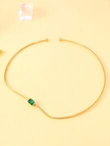 1pc New Square Asymmetric Choker Necklace, Personalized Minimalist Style Women's Accessory - Gold - View 5