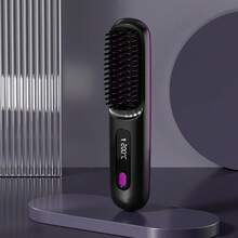 LEVIATECH Brosse lissante portable sans fil, peigne lissant mini rechargeable avec plusieurs réglages de température, affichage LED, conception anti-brûlure pour les femmes, coiffage en voyage - Multicolore - Voir 11