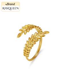 RAYQUEEN 1pc Elegant Mori Style Leaf Stainless Steel Open Adjustable Sweet Leaf Ring - Ring - View 8