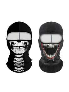 1 pezzo/2 pezzi Maschera facciale unisex autunnale/invernale elastica e assorbente con stampa, copricapo per escursionismo, motociclismo, tempo libero all'aperto, adatta per uscite quotidiane, feste e cosplay - Y - Visualizzare 18