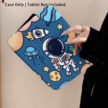 Funda protectora de acrílico cristalino con efecto pintado de astronauta, cohete y planeta, con soporte, compatible con Honor/Apple/ y otros modelos de tabletas populares, plegable anti-doblez, esquinas reforzadas de silicona, función de activación/suspensión automática, ranura para lápiz incorporada, soporte plegable multi-ángulo - Regalo perfecto para las vacaciones - Multicolor - Ver 7