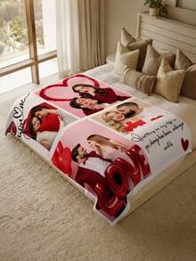 1pc Customized Photo Blanket, Personalized Blanket Suitable For Bed/Sofa/Indoor/Outdoor, Customized Christmas Gift, Friend Gift, K Gift, Family Gift, Birthday Gift, Wedding Gift, Gift For Friend, Gift For Her, Gift For Girlfriend, Gift For Mom/Dad - Style 5 - View 2