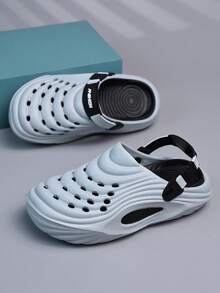 Men's Summer Outdoor Beach & Creek Sandals, Soft Thick Tire Sole Anti-Slip Closed-Toe Clogs, Plus Size Sports Sandals - Light Grey - View 7