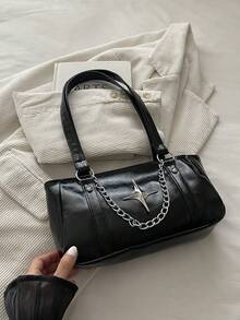Fashion Minimalist 2026 New Solid Color Niche Versatile Underarm Bag - Black - View 9