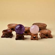 1pc Wooden Crystal Ball Base, Natural Wood Crystal Ball Stand, Vintage Mini Home Desktop Decor, Glass Ball Display Rack, Durable - Multiple Styles - View 5
