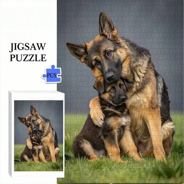 1000 Pieces Adult Mini Jigsaw Puzzle Boxed - This Precision-Cut Puzzle, Based On A Heartwarming German Shepherd Mother And Pup Image, Is Adult Challenge Level Difficulty, Scratch-Resistant Material. Suitable For Adult Leisure, Family Interactive Entertainment, Can Be DIY Home Decor, Also An Art Collectible, Great Gift Choice For Halloween, Christmas, Can Effectively Challenge The Brain, Bring Immersive Assembly Fun.