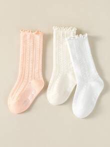 3 Packs Of Baby Over-The-Knee Socks With A Ruffled Hem And Openwork Mesh. Non-Slip, Thin Sole, Insect Repellent, Suitable For Girls. - Multicolor - View 4