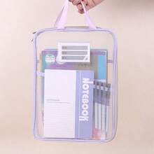 L-Shaped 3-Layer Hand-Carried Sorting Bag, Transparent Mesh Large Opening Student Exam Paper & Homework Storage Zippered Document Bag, Book Sorting Storage Bag. Suitable For Back To School Season, Office Storage, Gift Giving, Etc. - Handbag - View 2