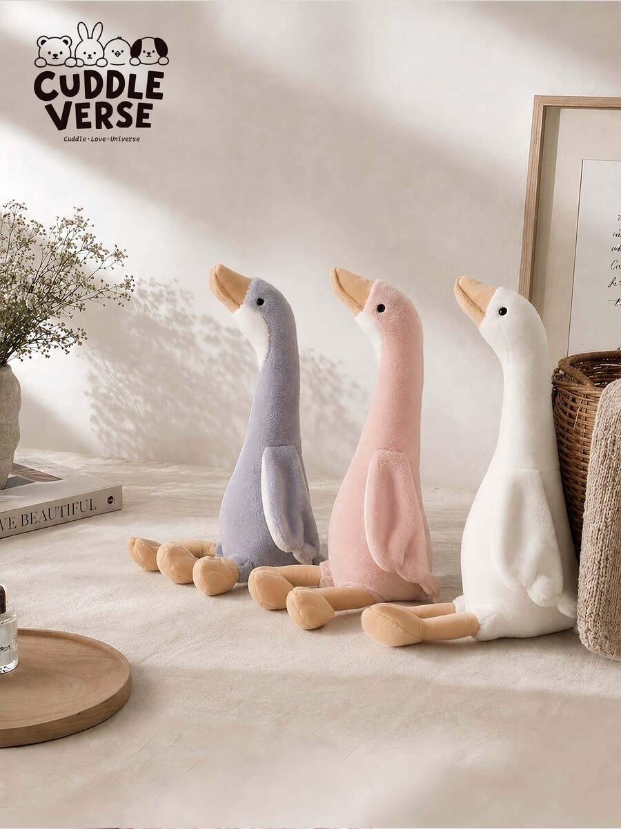 11.81inch Sitting Goose Plush Doll - Super Soft And Fluffy, Silicone Doll Full Silicone Body Plush Anime Figure Stuffed Animal Teddy Bear Plushies Dolls For Boys And Girls Office Desk Accessories Room Decor Halloween Squishy Squishies - Multicolor - View 1