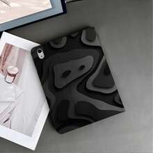 1件裝黑灰色抽象波浪印花平板保護殼，附筆槽，相容 iPad 10代 Smart Case/Air 13(M3 2025)/Air 11/11(A16 2025)，相容 Oppo Pad、 Matepad、Vivo Pad、Honor Pad、Xiaoxin Pad - 彩色 - 查看 6