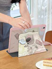 1件裝:可愛垂耳兔印花壓克力旋轉支架保護殼,相容於 iPad 11 A16/10/9/8、Air 11 2026 (M4)、Pro 11 2025。全方位防震護角保護,支援自動喚醒/睡眠,中性設計,適合辦公室/學習/送禮,多角度支撐,非磁性保護殼。 - 彩色 - 查看 6