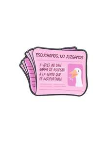 1pc Funny Spanish Pink Newspaper Enamel Brooch, Cartoon Big White Goose Sarcastic Text Badge, Fashion Clothing Backpack Accessory, Gift For Friends - Pink - View 10
