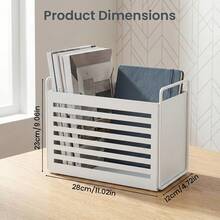 Magazine Rack & File Holder, Metal Magazine Stand For Books, Newspapers - White - View 5