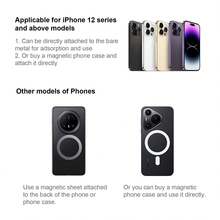 1pc 2-In-1 MagSafe Magnetic Car Phone Holder, Dual Use Dashboard Suction Cup & Air Vent Mount, 360° Adjustable Car Navigation Bracket For Smartphones - Black - View 10