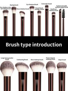 13 Pcs Makeup Brush Set, Dense Bristles, Aluminum Alloy Handle, Suitable For All Skin Types - Chocolate Brown - View 6