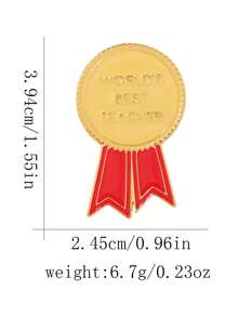 1pc World's Best Teacher Brooch, Creative Personalized Gold Medal Badge, Perfect Gift Choice, Teacher's Day Commemorative Accessory - Multicolor - View 7