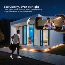 Cámara de WiFi con lente dual de 2MP+2MP, compatible con seguimiento de personas por IA, visión nocturna a color y audio bidireccional, adecuada para del hogar - regalo perfecto - Blanco - Ver 9