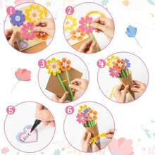 6pcs Sunflower Bouquet DIY Craft Kit, Includes Paper Flowers, Greeting Cards, Tags, And Ribbons. Suitable For Spring Weddings, And Party Decorations. Vase Not Included. Floral Arrangement Craft Kit - Floral Set - View 3