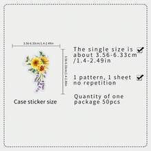 50pcs Floral Border Art Graffiti Fresh Plant Artistic Vintage Decorative Milk Tea Cup Stationery Transparent Stickers - 50 Floral Border Art Images - View 2