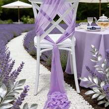10 piezas de bandas de tul para boda, cinta decorativa para respaldo de silla, tela de queso rectangular, accesorios rústicos para fotografía, decoración elegante para cena de aniversario, fiesta de graduación, barbacoa, ceremonia y recepción - Púrpura malva - Ver 4